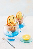 Salmon Tartare with Sesame Crackers on Blue Ice