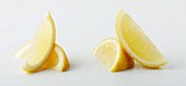 Lemon Wedges in a Small Dish on Green Napkin
