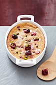 Clafoutis with cherries and pistachios