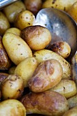 Potatoes boiled in their skins, with a spoon (close-up)