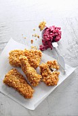 Breaded cod fillets with beetroot & horseradish relish