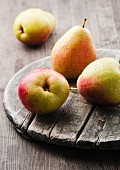 Pears on a wooden board