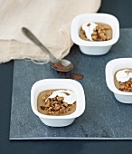Coffee panna cotta with crunchy nut topping