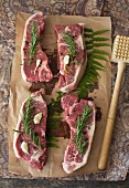 New York Strip Steaks with Garlic and Rosemary