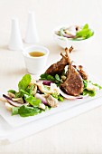 Lamb chops with a mushroom salad
