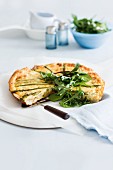Potato frittata with green asparagus and rocket