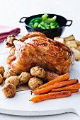 Rotisserie chicken with apricot stuffing