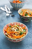 Noodle & carrot salad with peanuts, coriander and a honey & soy dressing
