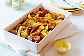 Chorizo and potato bake with lemons