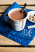 Spiced hot chocolate with flakes of salt and nutmeg (Mexico)