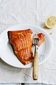 Smoked salmon fillet on a plate