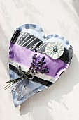 Hand-made patchwork heart and lavender posy