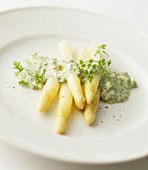 White asparagus with a chervil sauce