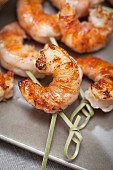 Prawn skewers (close-up)