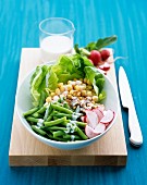 Chickpea salad with beans, radish and buttermilk drssing