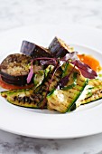Baked aubergine and courgette