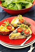 Spanish omelette with aubergines and cherry tomatoes