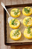 Polenta cakes with rocket