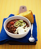 Chili con carne with jalapenos
