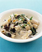 Rigatoni with olives, herbs and a cream sauce
