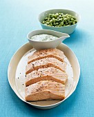Poached salmon with herb quark