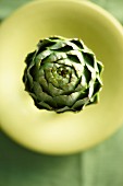 A green artichoke from above