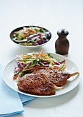Pork chops with cabbage salad