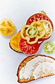 Heirloom Tomato Slices on Multigrain Toast