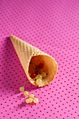 Redcurrants and white currants in an ice cream cone