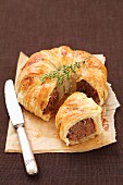 Meatloaf wrapped in puff pastry