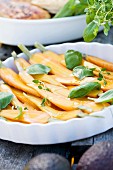 Slices of carrots on a plate, Sweden.