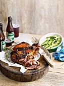 Barbecued lamb with asparagus