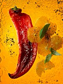 Red pepper and orange salad with basil