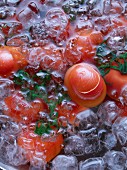 Tomatoes in iced water