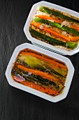 Two terrines with courgette and carrots