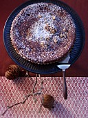 Chocolate tart with nuts for Christmas