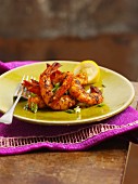 Chilli prawns with spring onions