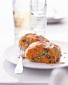 Mushroom strudel with sweet potatoes and herby sour cream