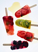 Fruit ice lollies with herbs
