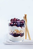 Grape and Roquefort trifle with grissini