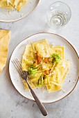 Ravioli with courgette flowers