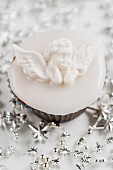 Christmas cupcake, decorated with a fondant icing angel