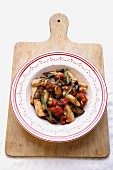 Garganelli with aubergines and tomatoes