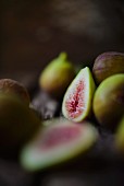 Fresh figs on a wooden surface