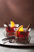 Mulled wine with oranges, cinnamon and star anise