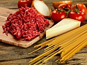 Spaghetti Bolognese ingredients