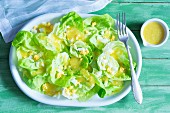 Lettuce with egg dressing