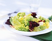 Mixed salad leaves with apple and lemon