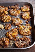 Roasted smashed new potatoes with parmesan