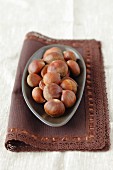 Chestnuts in a bowl on a napkin